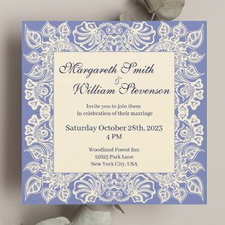 Invitación a la boda de la boda del encaje floral 
