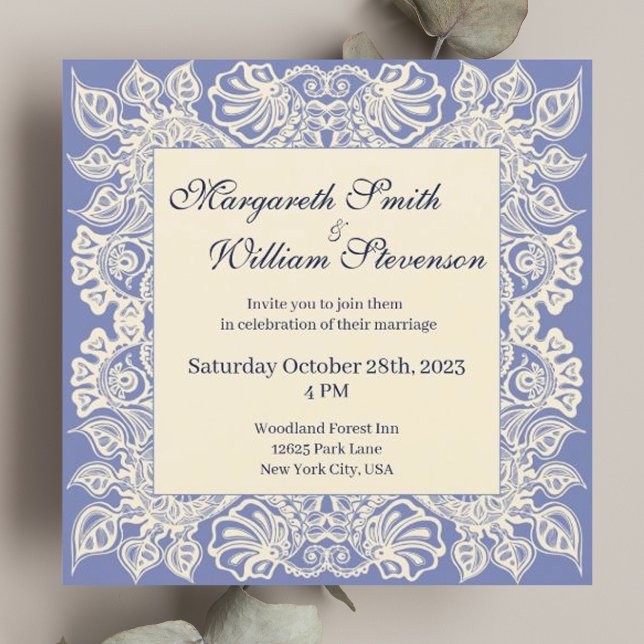 Invitación a la boda de la boda del encaje floral  (Subido por el creador)