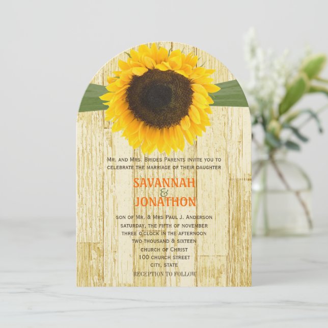 Invitación a la boda de la boda del girasol de la  (Anverso de pie)