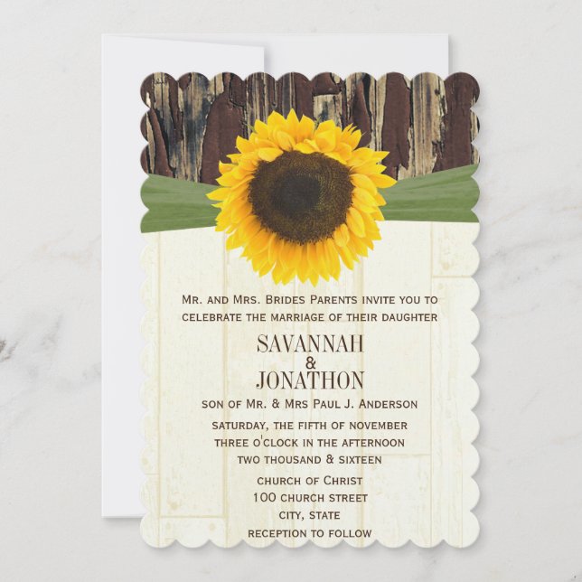 Invitación a la boda de la boda del girasol de la  (Anverso)