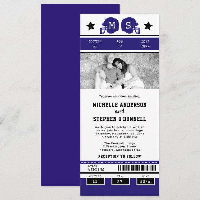 Invitación a la boda de la boda del partido de fút (Anverso / Reverso)