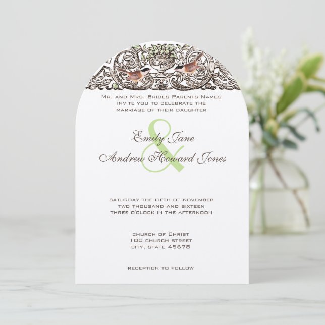 Invitación a la boda de la boda del trabajo del pá (Anverso de pie)