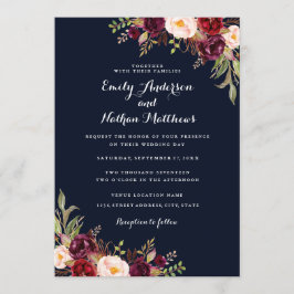 Invitación a la boda de la boda floral de la Marin