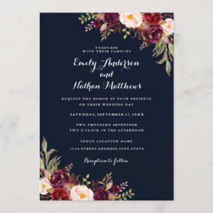 Invitación a la boda de la boda floral de la Marin
