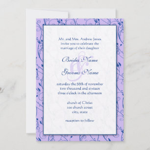 Invitación a la boda de la Boda Real Azul Lilac