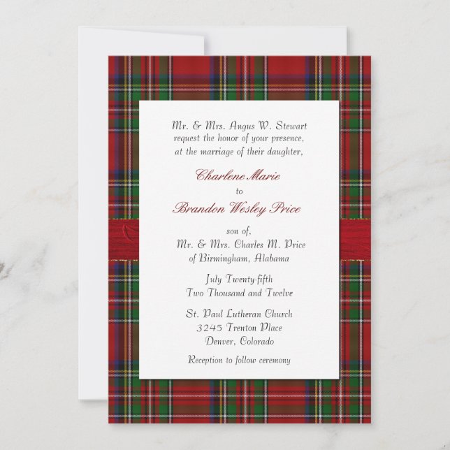 Invitación a la boda de la boda real Stewart de la (Anverso)