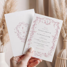 Invitación a la boda de la Boda Rosa De Jouy Chino