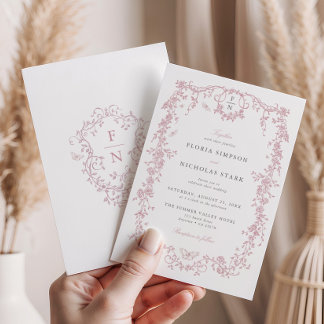 Invitación a la boda de la Boda Rosa De Jouy Chino