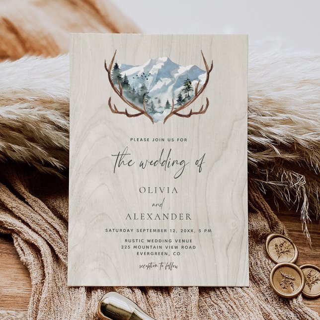 Invitación a la boda de la Boda Rústica de Antlers (Subido por el creador)