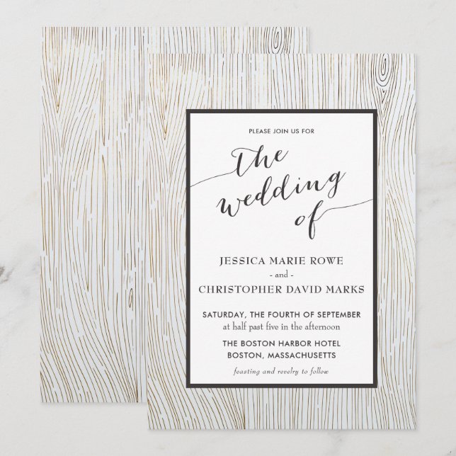 Invitación a la boda de la Boda Rustica de Granos  (Anverso / Reverso)