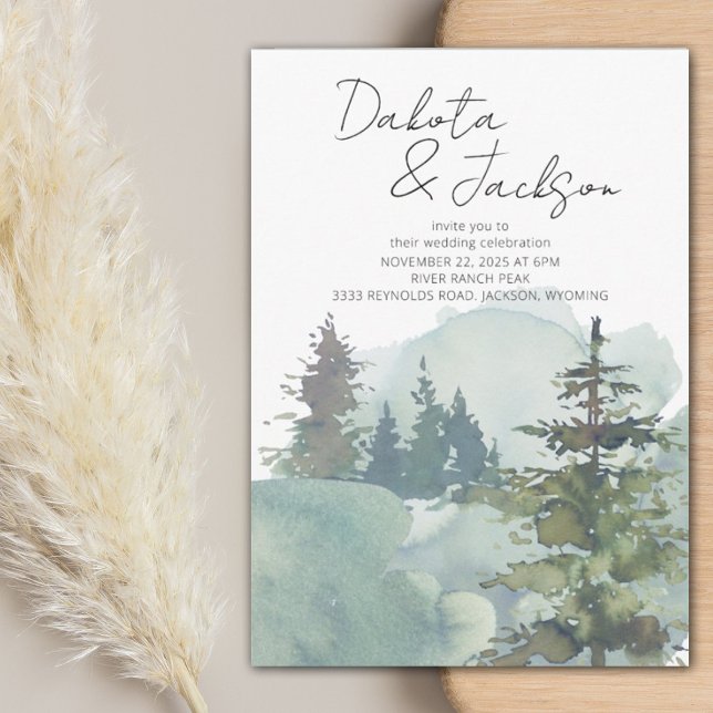Invitación a la boda de la Boda Rustica Foggy Fore (Subido por el creador)