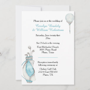 Invitación a la boda de la bolsa de golf Watercolo