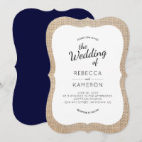 Invitación a la boda de la bota de marco azul de l