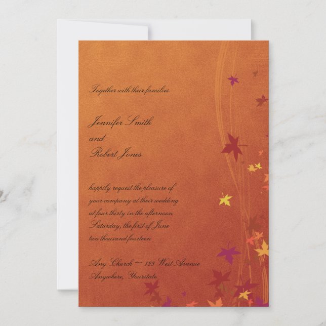Invitación a la boda de la brisa de otoño (Anverso)