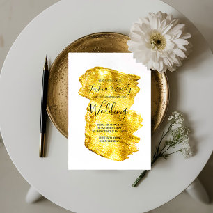 Invitación a la boda de la brocha de oro minimalis