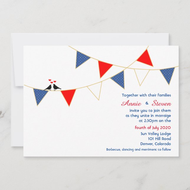 Invitación a la boda de la Bunting Wedding de los  (Anverso)