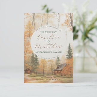 Invitación a la boda de la cabina de otoño