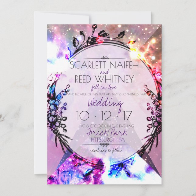 Invitación a la boda de la cadera espacial moderna (Anverso)