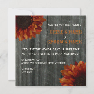 Invitación a la boda de la caída de girasol y made