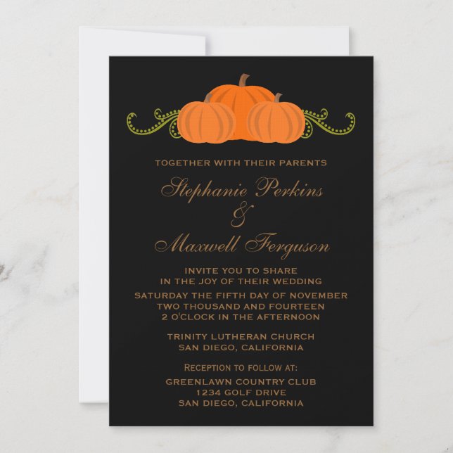 Invitación a la boda de la caída de la calabaza (o (Anverso)