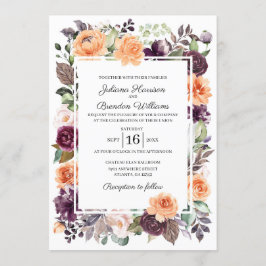 Invitación a la boda de la caída de la floral de l