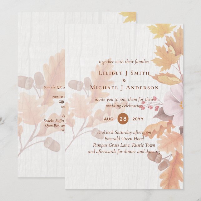 Invitación a la boda de la caída de LeahG Terracot (Anverso / Reverso)