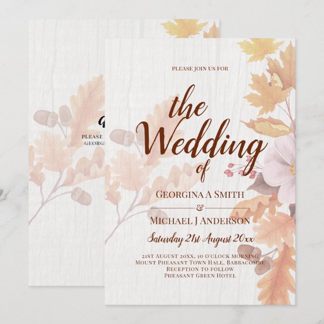 Invitación a la boda de la caída de LeahG Terracot (Anverso / Reverso)