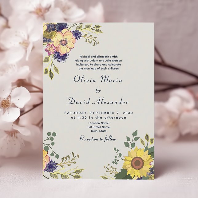 Invitación a la boda de la caída del girasol (Subido por el creador)