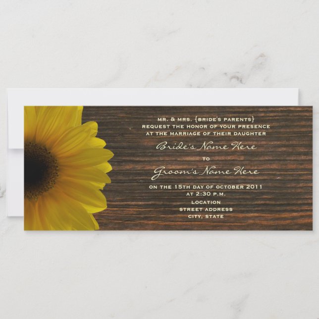 Invitación a la boda de la caída del girasol amari (Anverso)