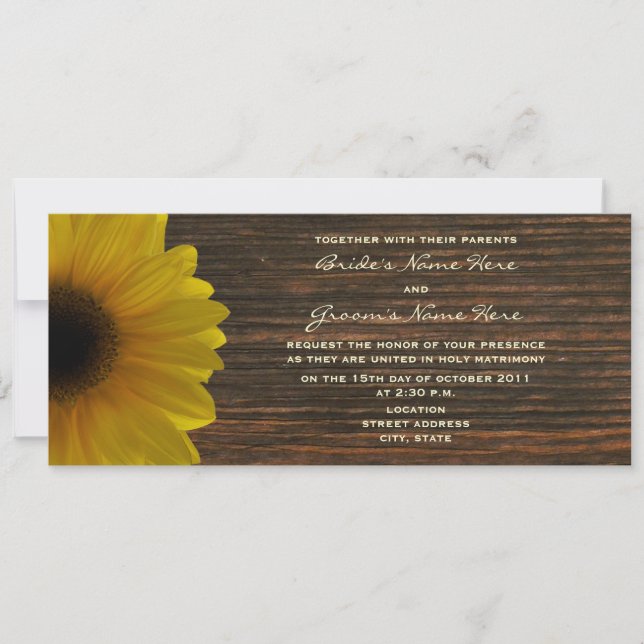 Invitación a la boda de la caída del girasol amari (Anverso)