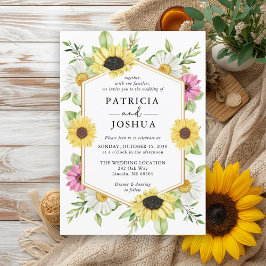 Invitación a la boda de la caída del girasol ruso