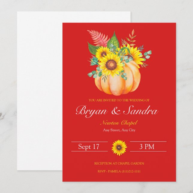 Invitación a la boda de la caída del girasol y la  (Anverso / Reverso)