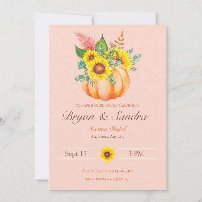 Invitación a la boda de la caída del girasol y la  (Anverso)