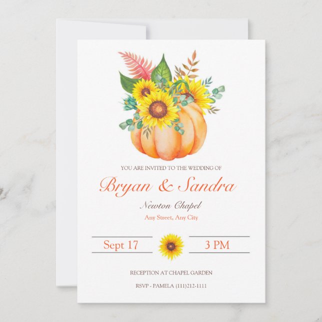 Invitación a la boda de la caída del girasol y la  (Anverso)