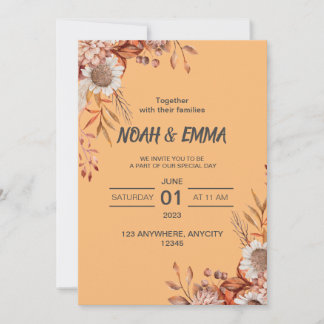 Invitación a la boda de la caída marrón simple y M