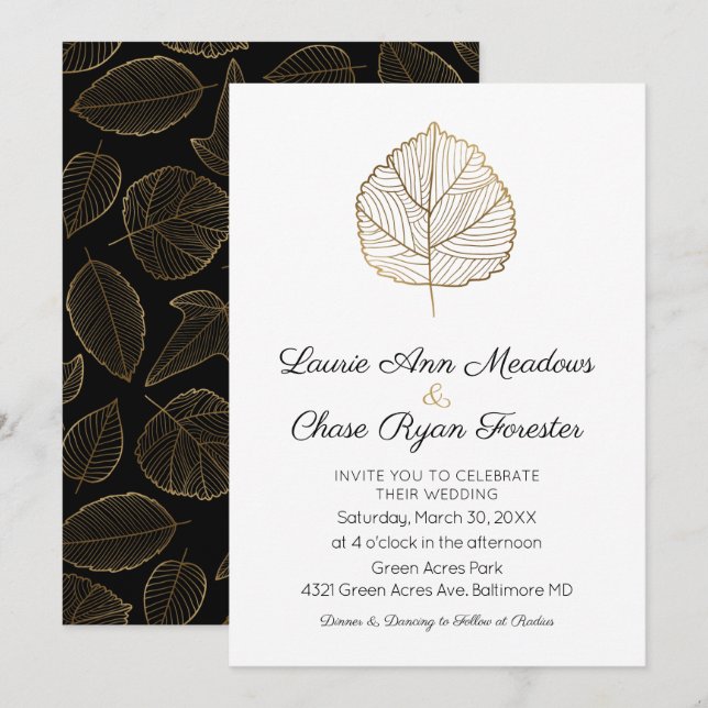 Invitación a la boda de la caída mínima de la hoja (Anverso / Reverso)