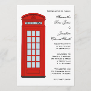 Invitación a la boda de la caja del teléfono rojo 
