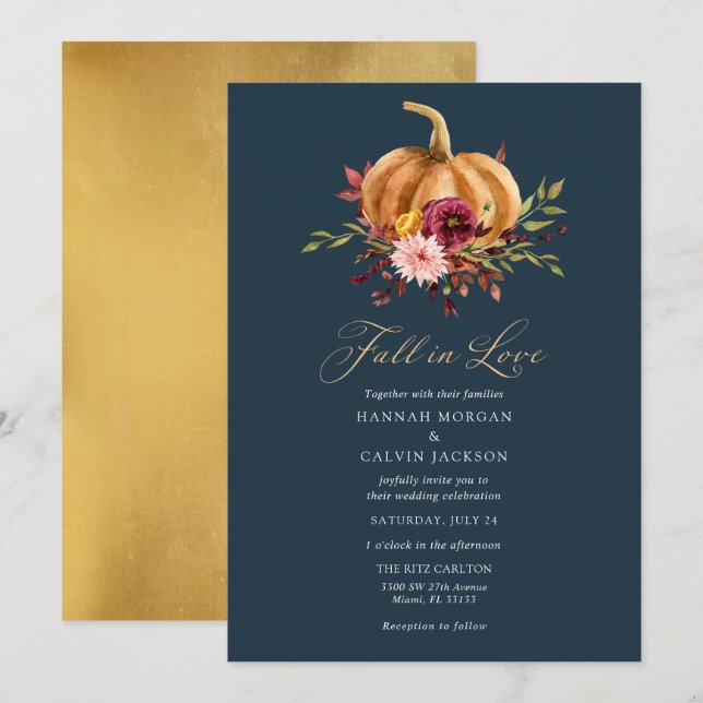 Invitación a la boda de la calabaza de amor (Anverso / Reverso)