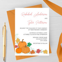 Invitación a la boda de la calabaza de otoño rústi