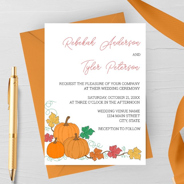 Invitación a la boda de la calabaza de otoño rústi (Subido por el creador)