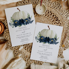 Invitación a la boda de la calabaza floral azul de