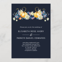 Invitación a la boda de la calabaza floral de otoñ
