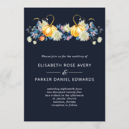 Invitación a la boda de la calabaza floral de otoñ