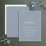 Invitación a la boda de la caligrafía azul turques<br><div class="desc">Moderno, elegante y moderno, este sencillo y minimalista diseño de boda tipográfico azul y blanco polvoriento presenta "El Boda de" en caligrafía moderna y texto Serif como característica principal de diseño, y se basa en nuestra mejor invitación a la ducha de novia. La parte posterior de la tarjeta presenta una...</div>