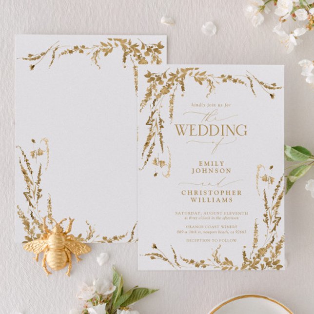 Invitación a la boda de la caligrafía de flor silv (Subido por el creador)