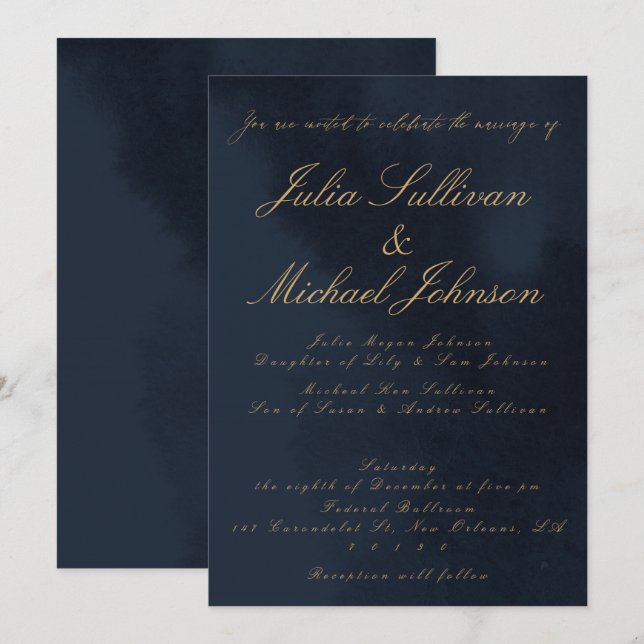 Invitación a la boda de la caligrafía de la aparie (Anverso / Reverso)