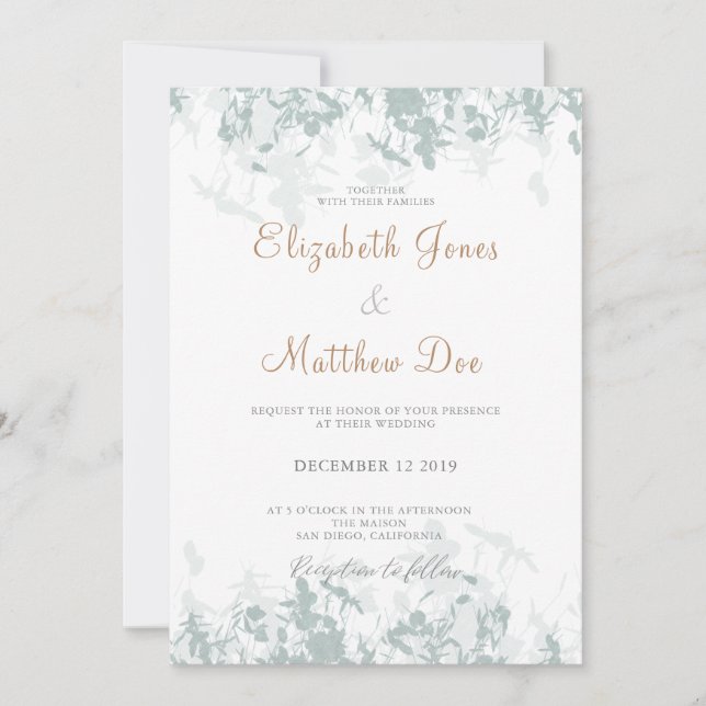 Invitación a la boda de la caligrafía de oro de la (Anverso)