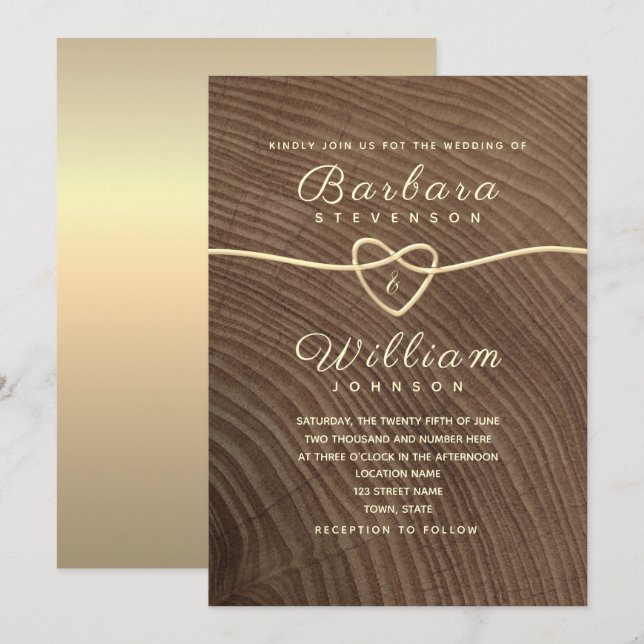 Invitación a la boda de la caligrafía de oro de la (Anverso / Reverso)