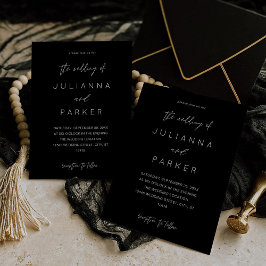 Invitación a la boda de la caligrafía del MOD negr