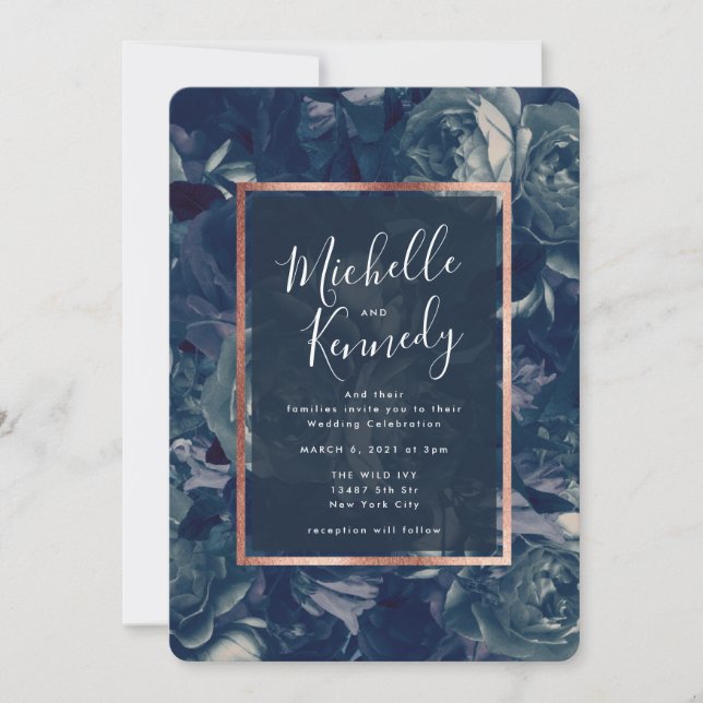 Invitación a la boda de la caligrafía floral de or (Anverso)